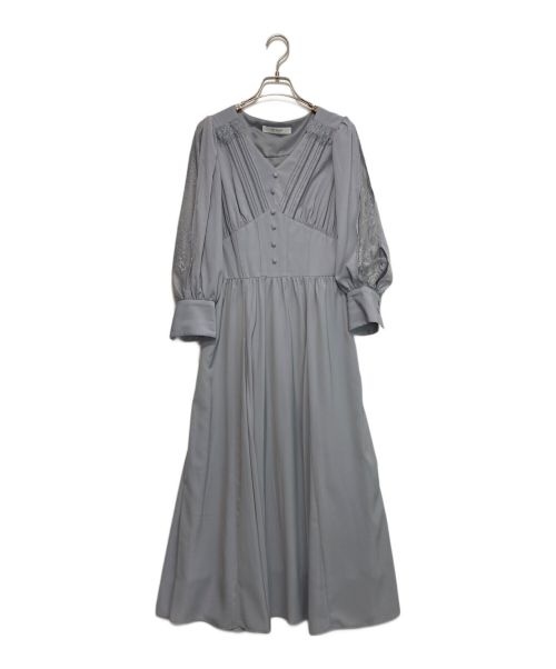 HER LIP TO（ハーリップトゥ）Her lip to (ハーリップトゥ) Lace Sleeve Crepe Long Dress セピアブルー サイズ:Mの古着・服飾アイテム