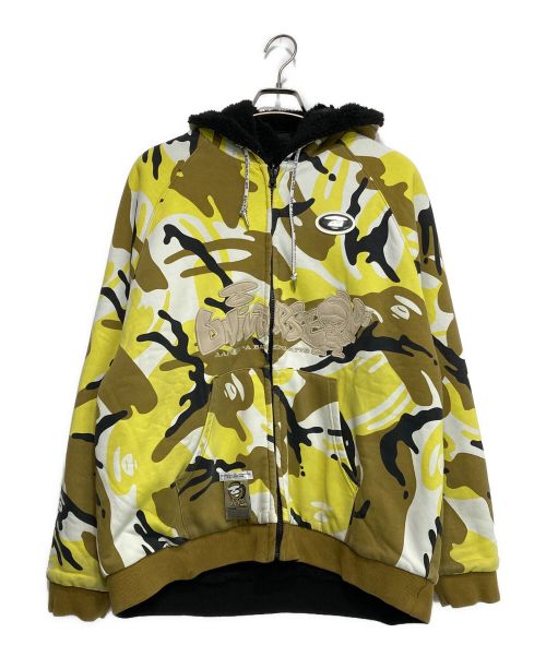 Aape BY A BATHING APE（エーエイプ バイ アベイシングエイプ）Aape BY A BATHING APE (エーエイプ バイ アベイシングエイプ) MOONFACE EMBROIDERED REVERSIBLE ZIP-UP HOODIE イエロー サイズ:Mの古着・服飾アイテム