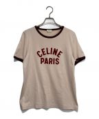 CELINEセリーヌ）の古着「ロゴプリントリンガーTシャツ」｜ピンク