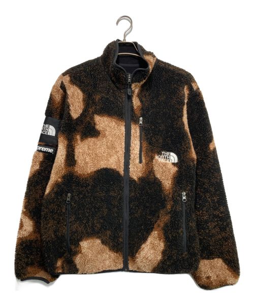 SUPREME（シュプリーム）Supreme (シュプリーム) THE NORTH FACE (ザ ノース フェイス) Bleached Denim Print Fleece Jacket ブラウン サイズ:Mの古着・服飾アイテム