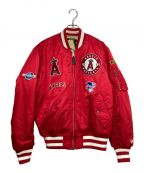 New Era×ALPHA INDUSTRIES×MLBニューエラ×アルファインダストリーズ×エムエルビー）の古着「MA-1 Bomber Jacket」｜レッド×グリーン