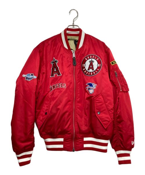 New Era（ニューエラ）New Era (ニューエラ) ALPHA INDUSTRIES (アルファインダストリーズ) MLB (エムエルビー) MA-1 Bomber Jacket レッド×グリーン サイズ:Mの古着・服飾アイテム