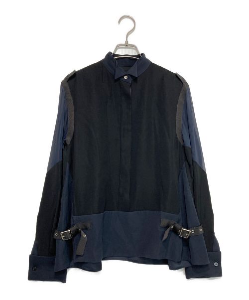 sacai（サカイ）sacai (サカイ) シフォンドッキングカットソー ブラック×ネイビー サイズ:1の古着・服飾アイテム