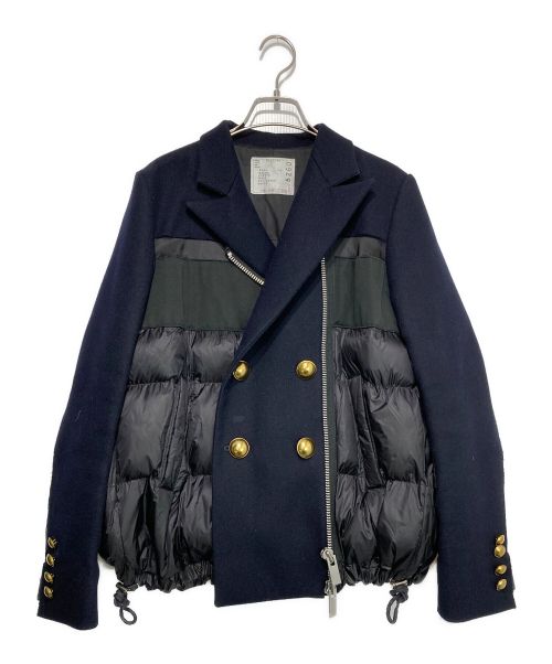 sacai（サカイ）sacai (サカイ) Wool Melton Padded Jacket ネイビー×ブラック サイズ:2の古着・服飾アイテム