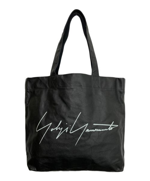 YOHJI YAMAMOTO（ヨウジヤマモト）YOHJI YAMAMOTO (ヨウジヤマモト) ビッグロゴノベルティレザートートバッグ ブラックの古着・服飾アイテム