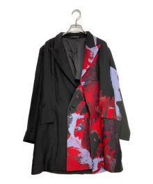 Yohji Yamamoto FEMME（ヨウジヤマモトファム）の古着「総柄シルクジャケット」｜ブラック×レッド