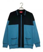 SUPREMEシュプリーム）の古着「Color Blocked Zip Up Sweater」｜ブラック×ブルー