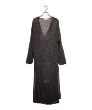 THREE DOTS (スリードッツ) Cotton linen mesh l/s dress グレー サイズ:JPN/SMALL