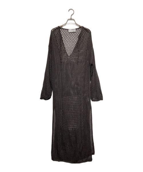 THREE DOTS（スリードッツ）THREE DOTS (スリードッツ) Cotton linen mesh l/s dress グレー サイズ:JPN/SMALLの古着・服飾アイテム