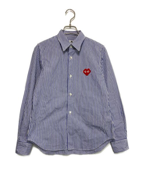 PLAY COMME des GARCONS（プレイ コムデギャルソン）PLAY COMME des GARCONS (プレイ コムデギャルソン) Invader (インベーダー) ストライプシャツ ブルー サイズ:Mの古着・服飾アイテム