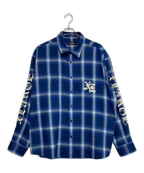 X-LARGE（エクストララージ）X-LARGE (エクストララージ) OLD ENGLISH L/S FLANNEL SHIRT ブルー サイズ:XLの古着・服飾アイテム