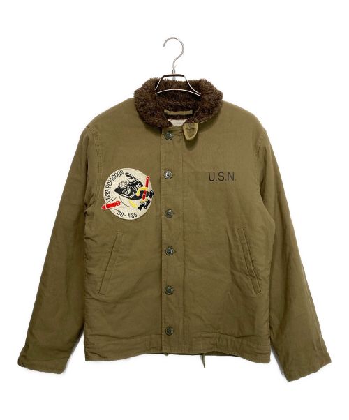 NAVY DEPARTMENT（ネイビーデパートメント）NAVY DEPARTMENT (ネイビーデパートメント) パッチ付きTYPE N-1 DECK JACKETS カーキ サイズ:Lの古着・服飾アイテム