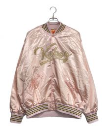 KEBOZ（ケボズ）の古着「satin varsity jacket」｜ピンク