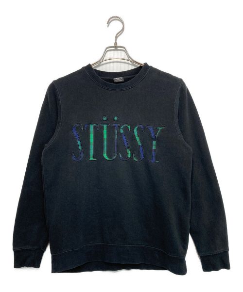 stussy（ステューシー）stussy (ステューシー) クルーネックスウェット ブラック サイズ:Sの古着・服飾アイテム