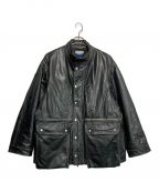 MAISON SPECIALメゾンスペシャル）の古着「Hand Rub-Off Buffalo Leather Prime-Over Hunting Stand Blouson」｜ブラック