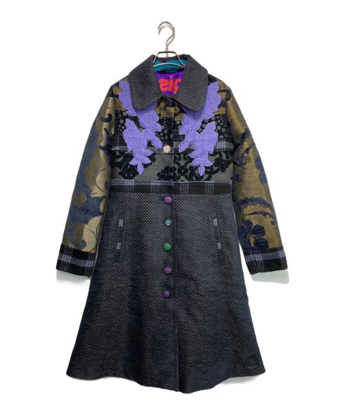 Desigual（デシグアル）Desigual (デシグアル) 花柄刺繍デザインコート パープル×ネイビー サイズ:40の古着・服飾アイテム