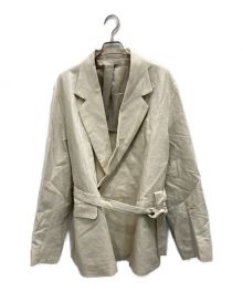 apartment Three（アパートメントスリー）の古着「Belted Linen-Blend Jacket」｜ベージュ