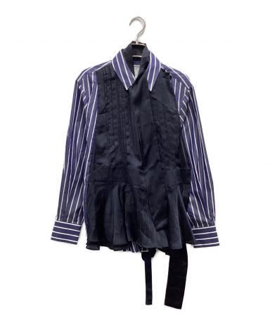 【中古・古着通販】sacai (サカイ) 再構築ストライプシャツ ブルー