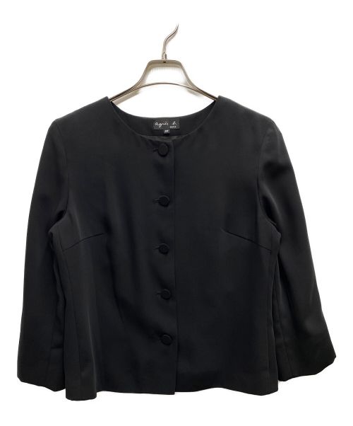 agnes b（アニエスベー）agnes b (アニエスベー) ノーカラージャケット ブラック サイズ:38の古着・服飾アイテム
