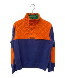 POLO RALPH LAUREN（ポロ・ラルフローレン）の古着「ハーフジップ切替スウェット」｜ネイビー×オレンジ