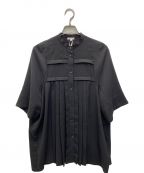 ENFOLDエンフォルド）の古着「PEライトジョーゼット 3/4 Sleeve SH/シャツ」｜ブラック