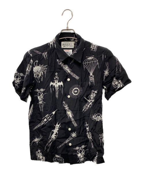 WACKO MARIA（ワコマリア）WACKO MARIA (ワコマリア) WOLF'S HEAD (ウルフズヘッド) STRANGE UFO’s ALOHA SHIRT ブラック サイズ:Mの古着・服飾アイテム