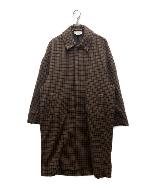 YOKE（ヨーク）YOKE (ヨーク) DOUBLE JQUARD KNIT BALCOLLAR COAT ブラウン サイズ:Sの古着・服飾アイテム