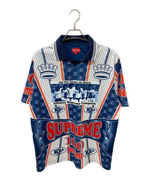 SUPREME（シュプリーム）SUPREME (シュプリーム) Por Ciento Soccer Jersey ネイビー×ホワイト サイズ:Mの古着・服飾アイテム