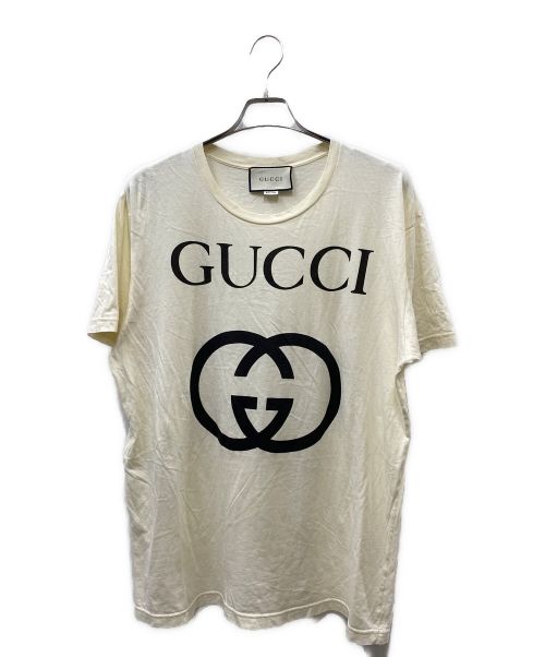 GUCCI（グッチ）GUCCI (グッチ) インターロッキングオーバーサイズコットンTシャツ ホワイト サイズ:XSの古着・服飾アイテム