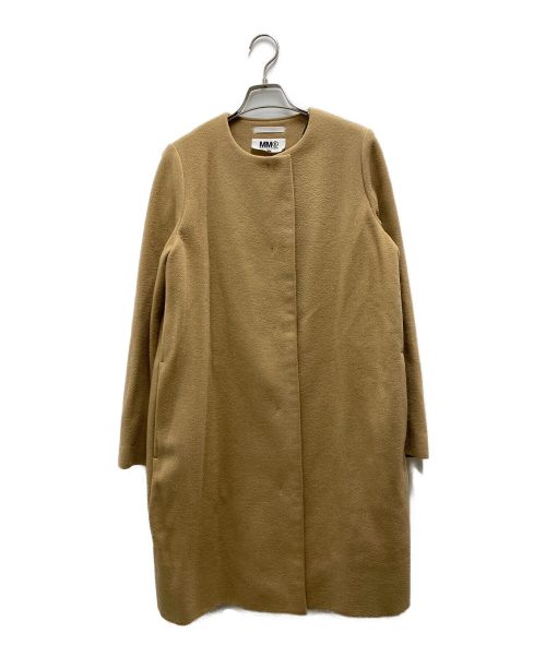 MM6 Maison Margiela（エムエムシックス メゾンマルジェラ）MM6 Maison Margiela (エムエムシックス メゾンマルジェラ) ダブルプレスド10Bウールカミシヤノーカラーコート ベージュ サイズ:38の古着・服飾アイテム