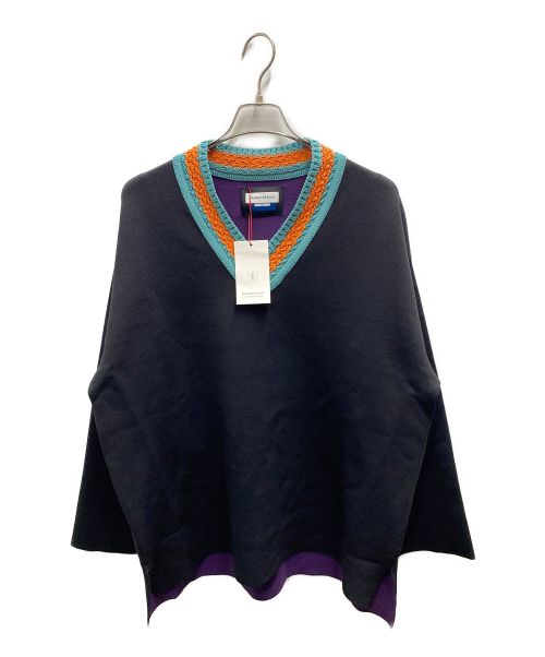 MAISON SPECIAL（メゾンスペシャル）MAISON SPECIAL (メゾンスペシャル) Prime-Over Double-Face V-Neck Knit Pullover ブラック サイズ:1の古着・服飾アイテム