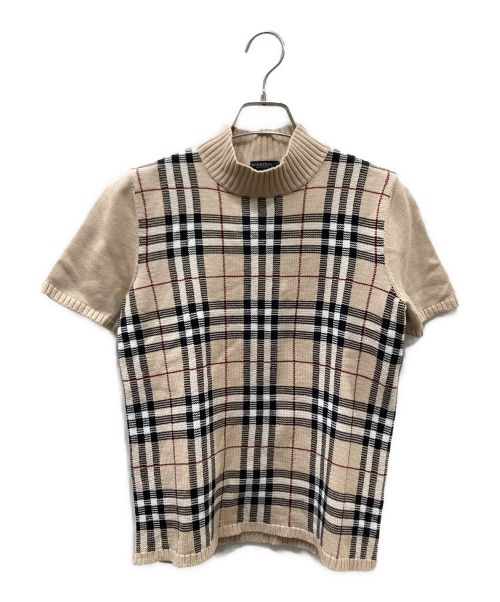 BURBERRY LONDON（バーバリーロンドン）BURBERRY LONDON (バーバリーロンドン) ノヴァチェック半袖ニット ベージュ サイズ:2の古着・服飾アイテム