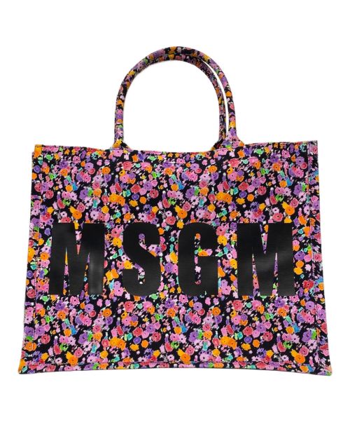 MSGM（エムエスジーエム）MSGM (エムエスジーエム) POP BRUSHED FLOWERS トートバッグ パープルの古着・服飾アイテム