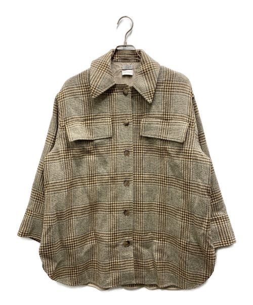 COLUMN（コラム）COLUMN (コラム) チェックオーバーサイズシャツ ブラウン サイズ:36の古着・服飾アイテム