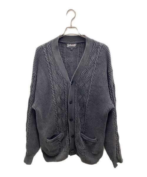 Schott（ショット）Schott (ショット) DULL COLOR CABLE COTTON CARDIGAN ブラック サイズ:2XLの古着・服飾アイテム