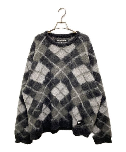 NEIGHBORHOOD（ネイバーフッド）NEIGHBORHOOD (ネイバーフッド) ARGYLE PATTERN MOHAIR SWEATER ブラック サイズ:XLの古着・服飾アイテム