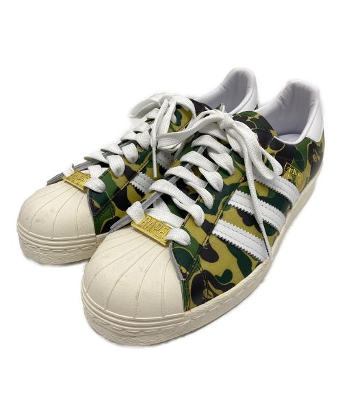 adidas（アディダス）adidas (アディダス) BAPE BY A BATHING APE (ベイプバイアベイシングエイプ) コラボローカットスニーカー グリーン×ホワイト サイズ:25の古着・服飾アイテム