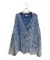 MAISON SPECIAL（メゾンスペシャル）の古着「Snow Wash Destroy Fringe Denim Knit Prime-Over V-Neck Cardigan」｜ブルー