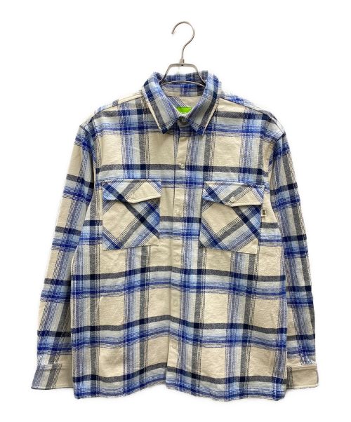 HUF（ハフ）HUF (ハフ) SORRENTO FLANNEL SHIRT ホワイト×ブルー サイズ:Mの古着・服飾アイテム