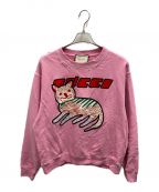 GUCCIグッチ）の古着「CAT LOGO COTTON SWEATSHIRT」｜ピンク