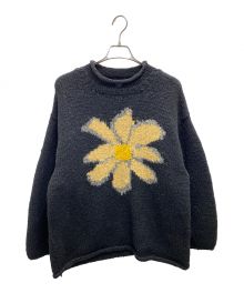 Niche.×MacMahon Knitting Mills by niche.（ニッチ×マクマホンニッティングミルズバイニッチ）の古着「Roll Neck Knit Flower」｜ブラック