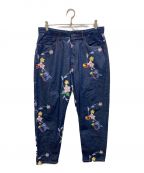 Engineered Garmentsエンジニアド ガーメンツ）の古着「Denim Floral Embroidery ワークパンツ」｜インディゴ