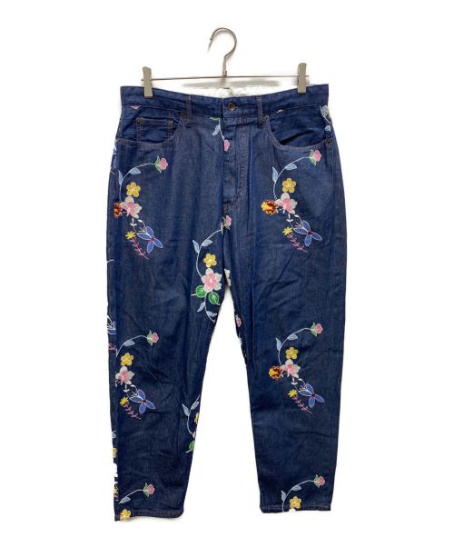 Engineered Garments（エンジニアド ガーメンツ）Engineered Garments (エンジニアド ガーメンツ) Denim Floral Embroidery ワークパンツ インディゴ サイズ:Ｍの古着・服飾アイテム