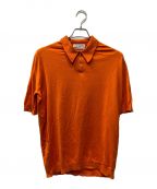 JOHN SMEDLEYジョンスメドレー）の古着「cotton zip up knit polo shirt」｜オレンジ