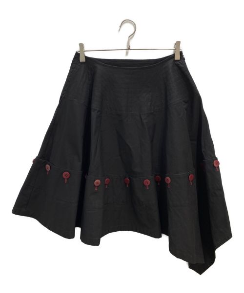 YOHJI YAMAMOTO（ヨウジヤマモト）YOHJI YAMAMOTO (ヨウジヤマモト) ボタンデザイン変形フレアスカート ブラック サイズ:Sの古着・服飾アイテム