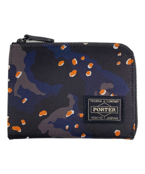 PORTER（ポーター）PORTER (ポーター) PS CHIP CAMO  MULTI WALLET ブラック×オレンジの古着・服飾アイテム