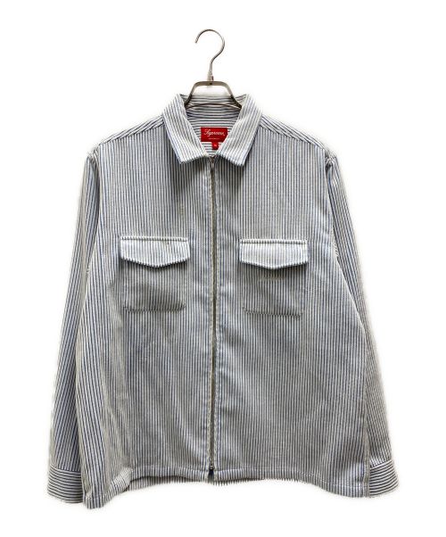 SUPREME（シュプリーム）Supreme (シュプリーム) 2-Tone Corduroy Zip Up Shirt スカイブルー サイズ:Mの古着・服飾アイテム