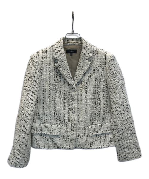 theory（セオリー）theory (セオリー) Hatch Tweed LS Crop JKT NB ホワイト サイズ:2の古着・服飾アイテム