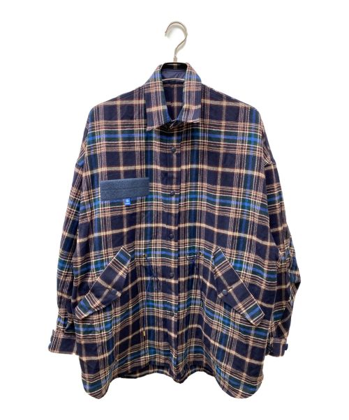 FUMITO GANRYU（フミトガンリュウ）FUMITO GANRYU (フミトガンリュウ) M-51 Shirt Jacket ウール混シャツジャケット チェック ネイビー サイズ:1の古着・服飾アイテム