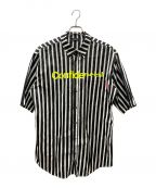 MARCELO BURLONマルセロバーロン）の古着「ストライプショートスリーブシャツ」｜ブラック